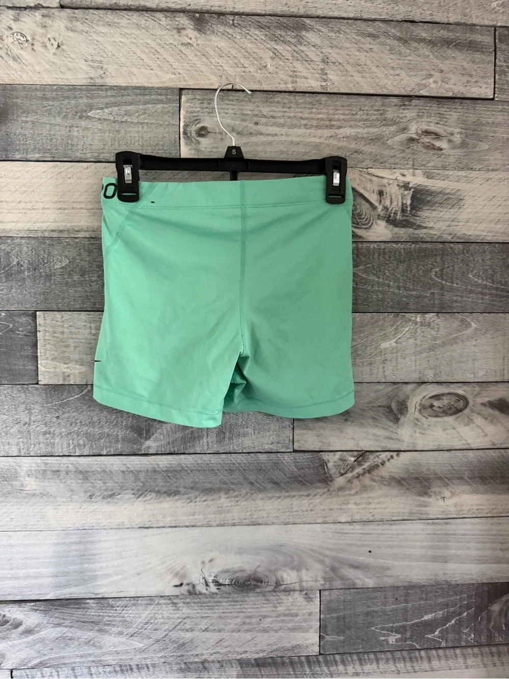 Nike Mint Green Athletic Compression Shorts with Black Swoosh